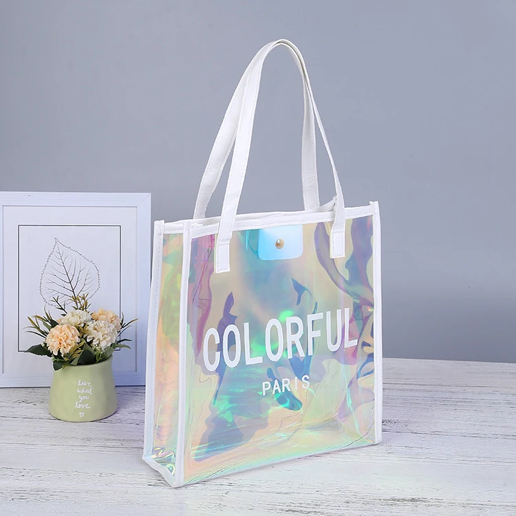 Hologram PVC Handbag w/ Snap Button, custom tote bag with logo imprint 1