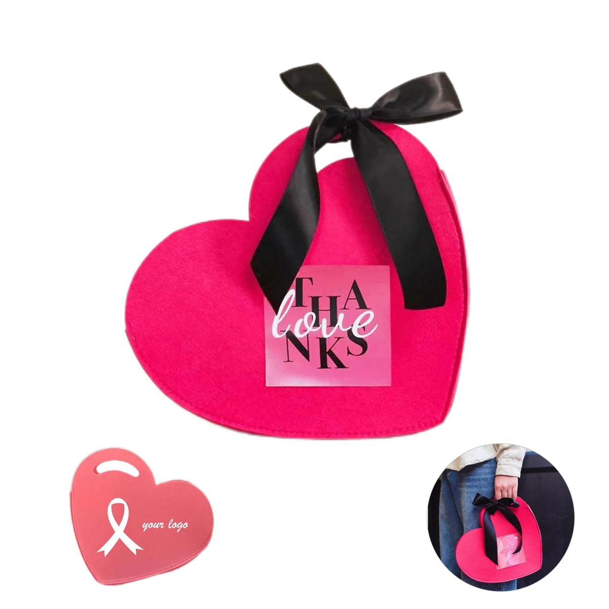 Heart Shaped Felt Handbag (direct import) 1