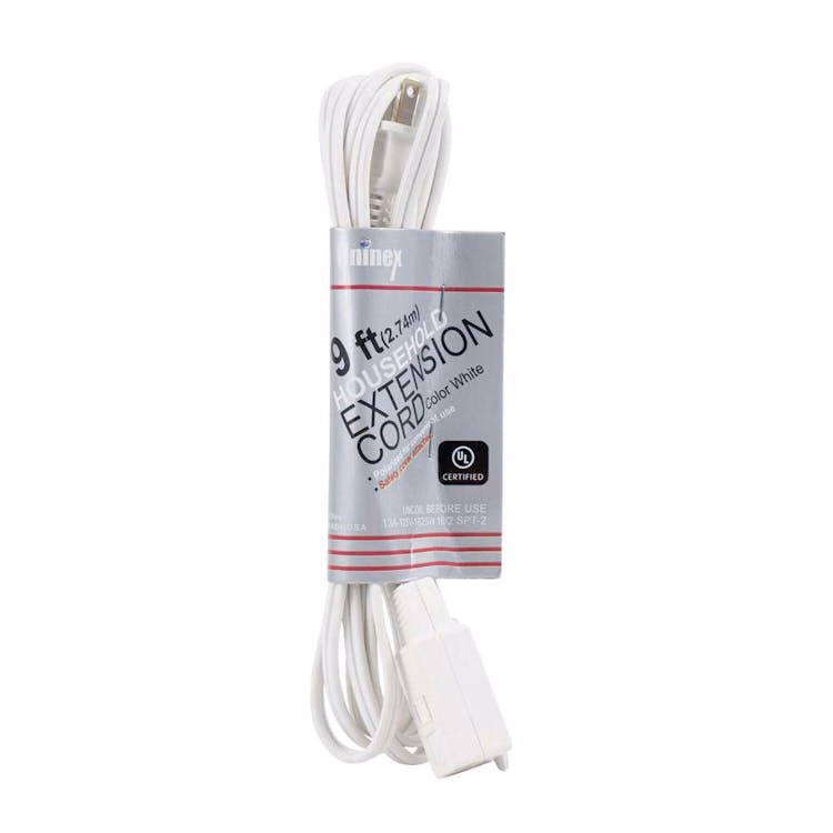 Household Power Extension Cord White - 9'