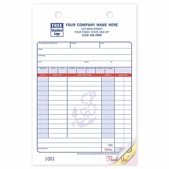 Marine sales slip register forms, large