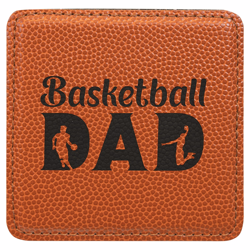 4" x 4" Square Basketball Leatherette Coaster