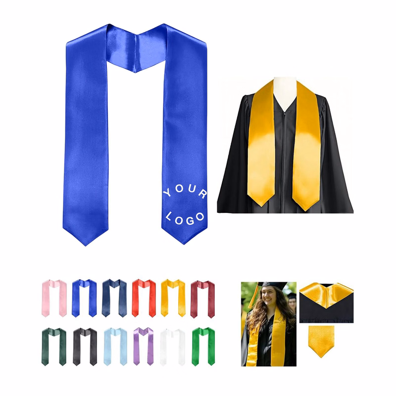 Satin Graduation Stole with 4.8 Inch Wide Silky Body