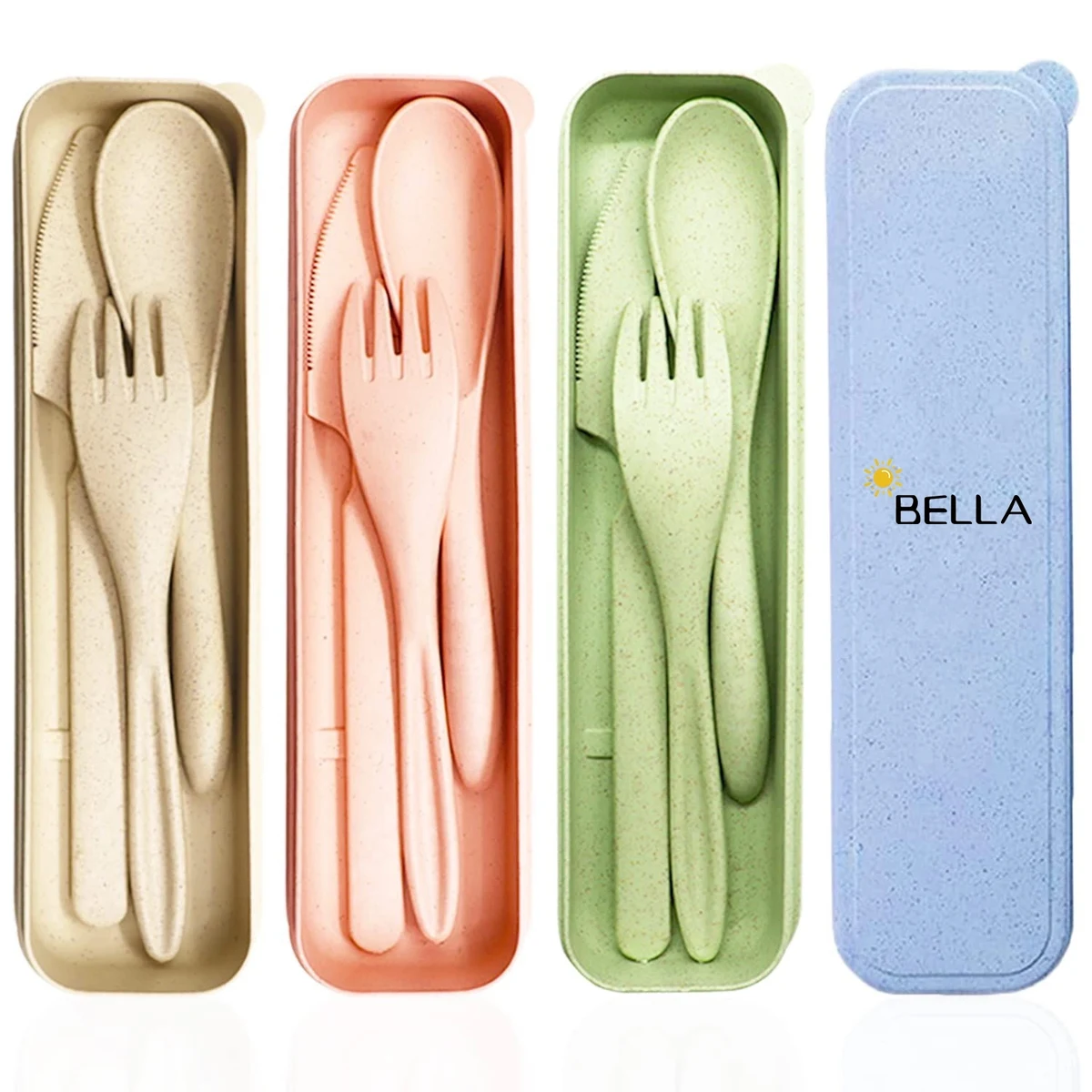 Portable Wheat Straw Cutlery With Case 1
