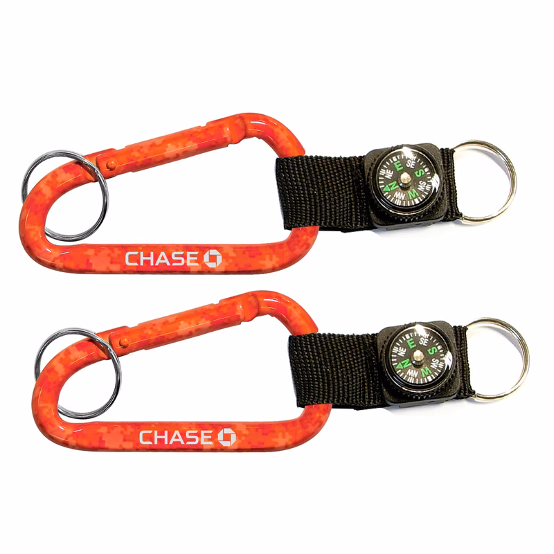 Camouflage Carabiner with Compass w/ Split Ring