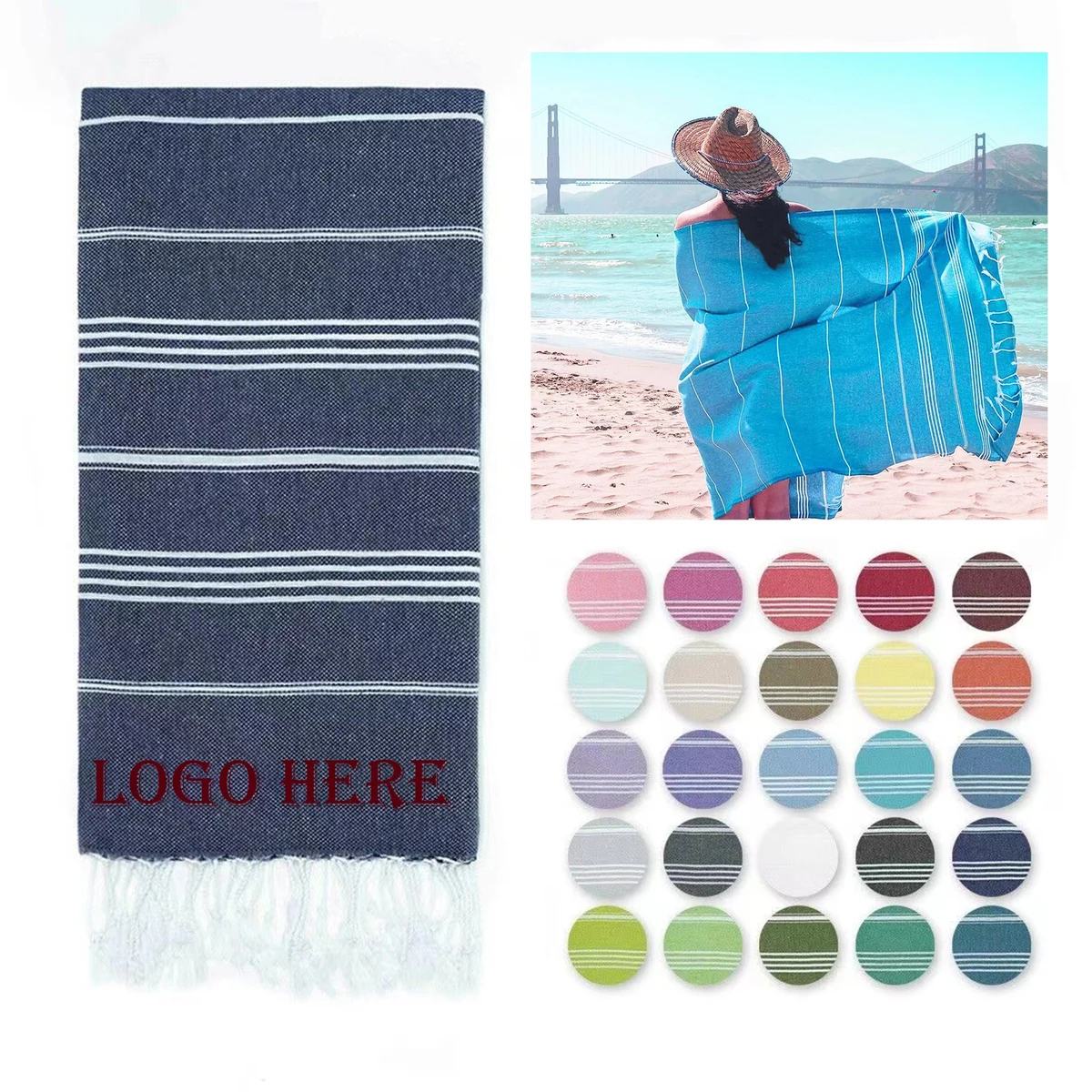Custom 100% Turkish Cotton Sand Free Quick Dry Towel 1