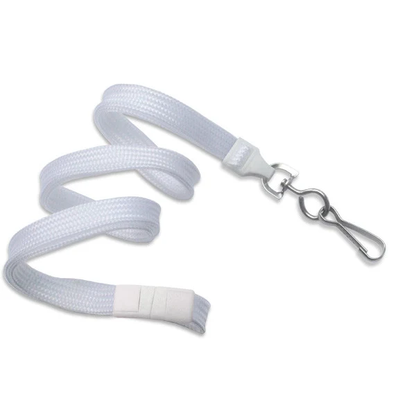 3/8" Breakaway Blank Lanyard w/Swivel Hook (White) 1
