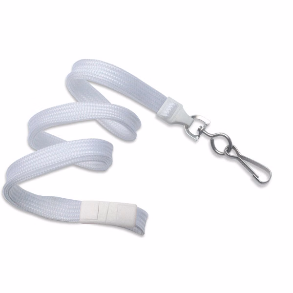 3/8" Breakaway Blank Lanyard w/Swivel Hook (White)