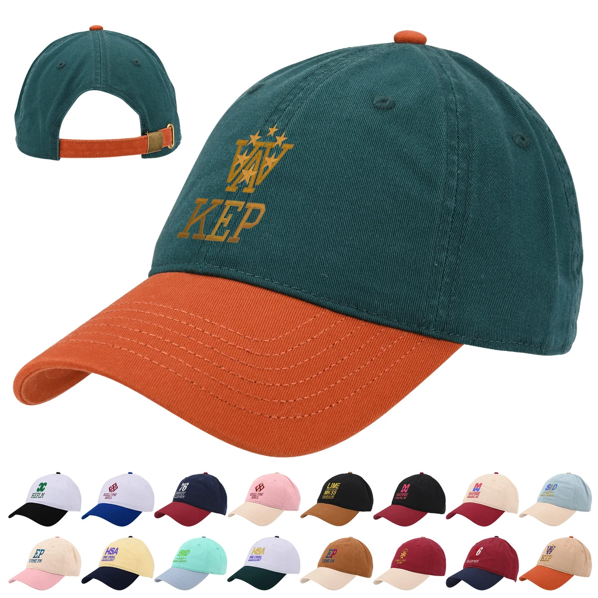 6-Panel Twill Cotton Two Tone Curved Brim Baseball Cap 1