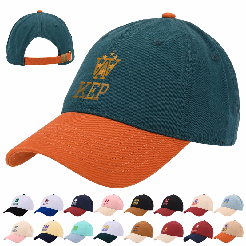 6-Panel Twill Cotton Two Tone Curved Brim Baseball Cap