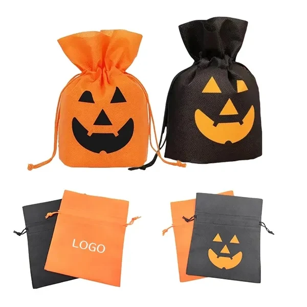 Pumpkin Halloween Candy Snack Bag with Drawstring Pouch 1