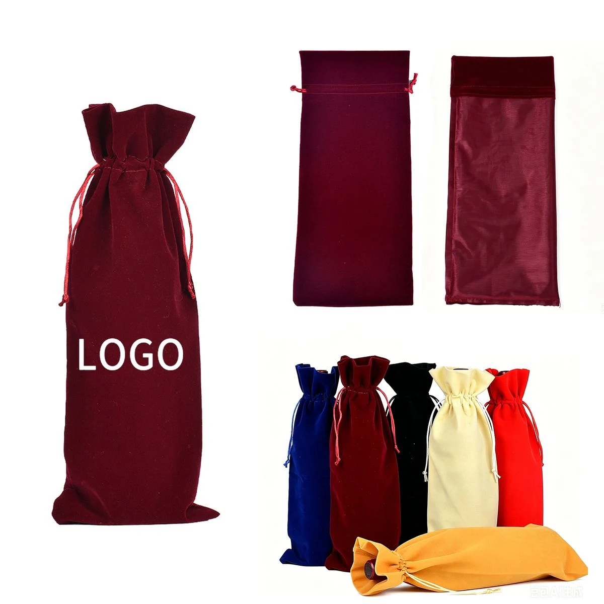 Fleece Drawstring Wine Bag 1