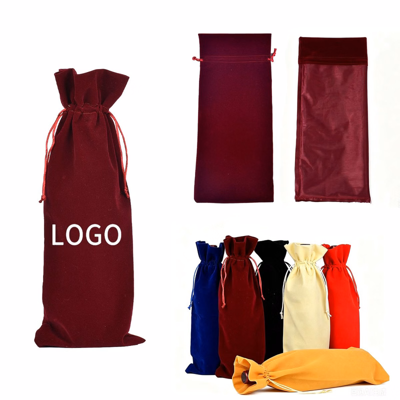 Fleece Drawstring Wine Bag