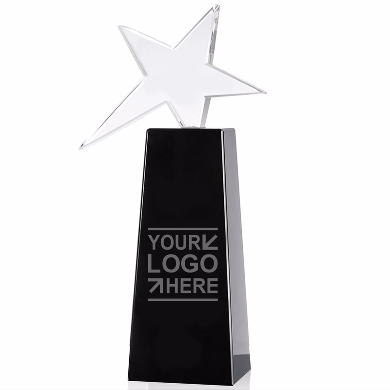 Standing star crystal Award-black base