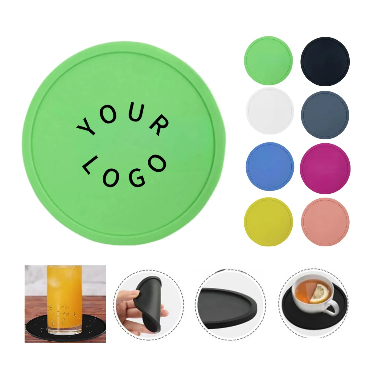 Reusable Silicone Coaster with Grooved Texture 1