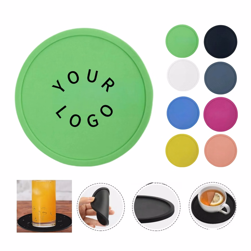 Reusable Silicone Coaster with Grooved Texture