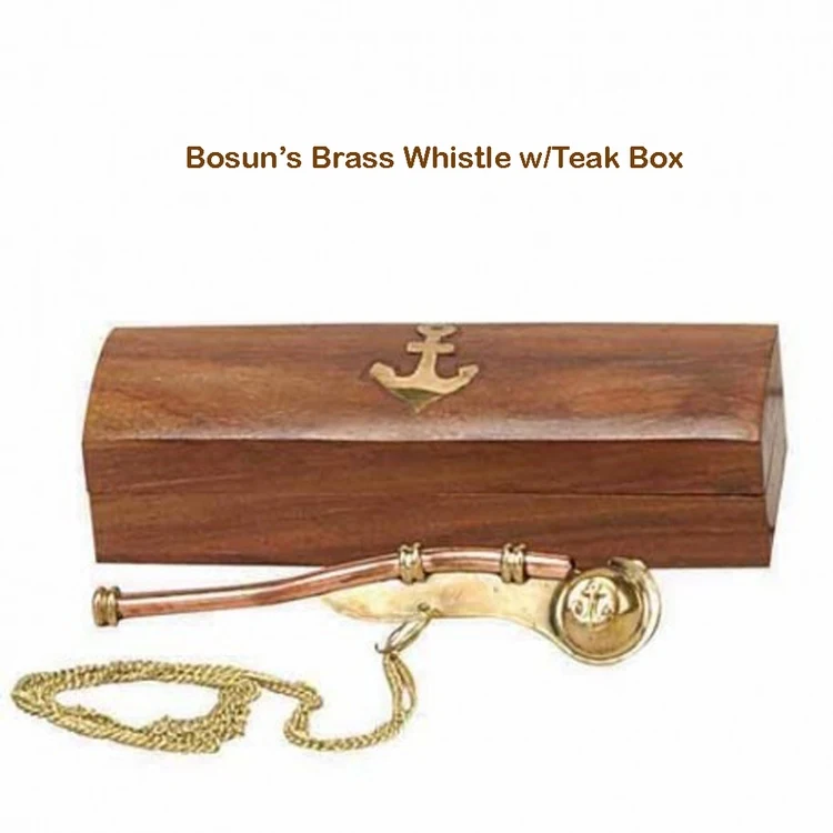 Bosun's Brass Whistle w/ Teak Box 1