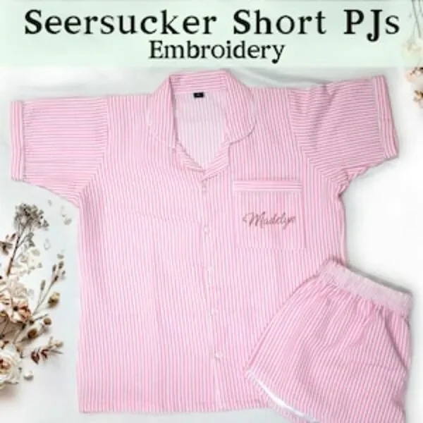 Personalized Cotton Seersucker Pajama Set 1