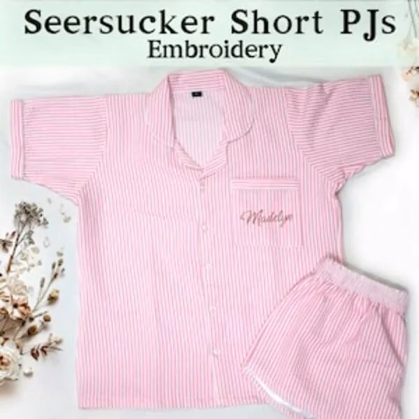 Personalized Cotton Seersucker Pajama Set