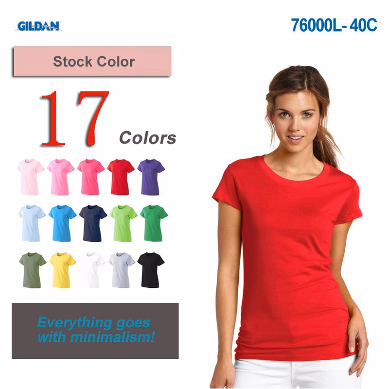 Women Crewneck Color T-shirt Stock