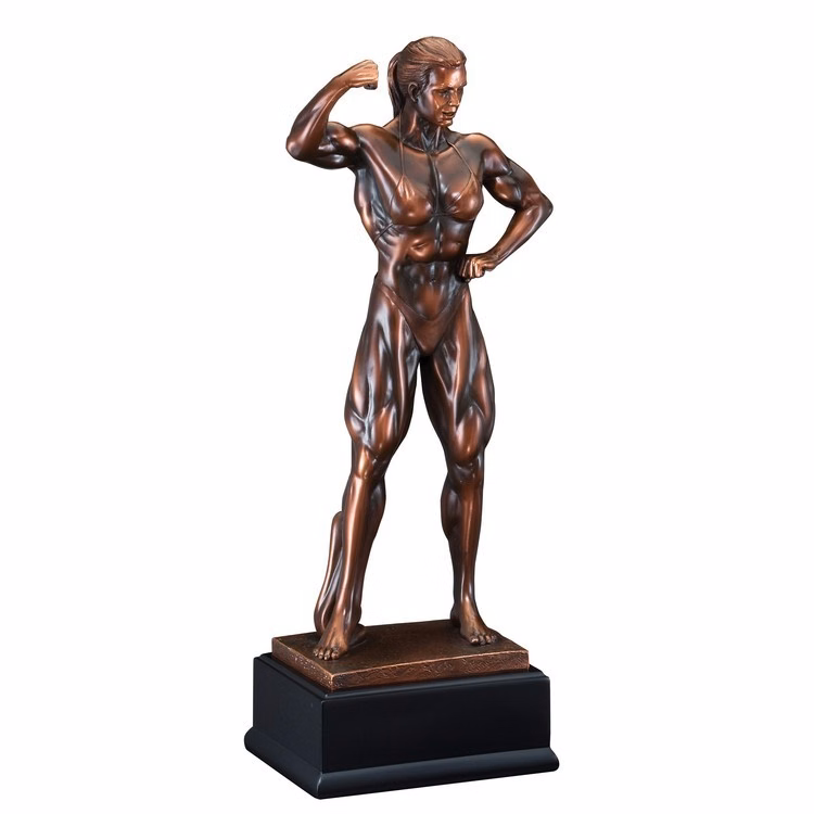 Female Body Builder Resin Sculpture, 11"