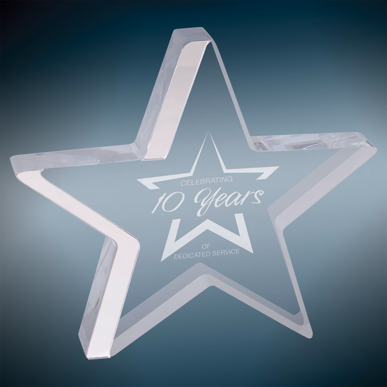 6.75" x 6" Silver Star Acrylic Award