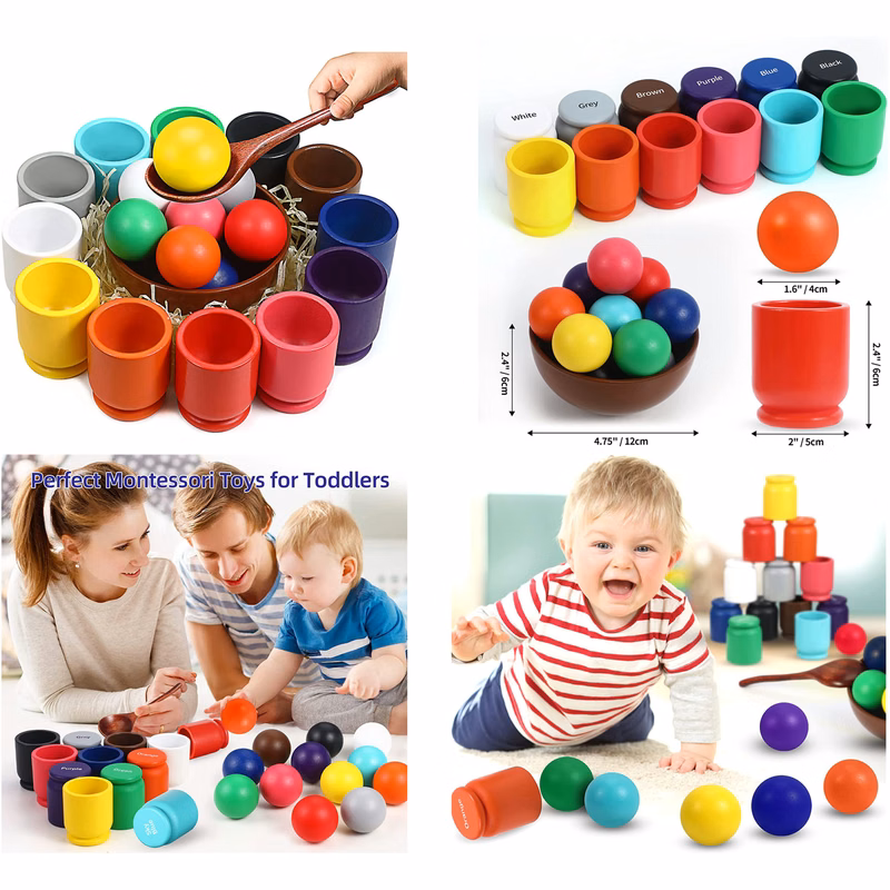 Large Wooden Balls in Cups Toy