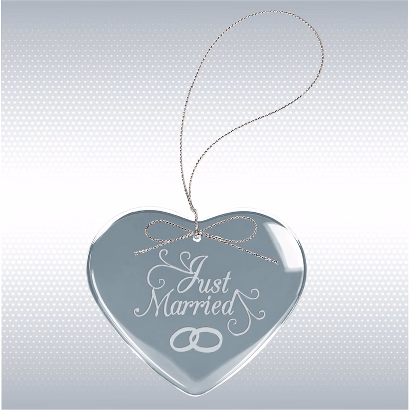 3" Heart Clear Glass Ornament w/Silver String