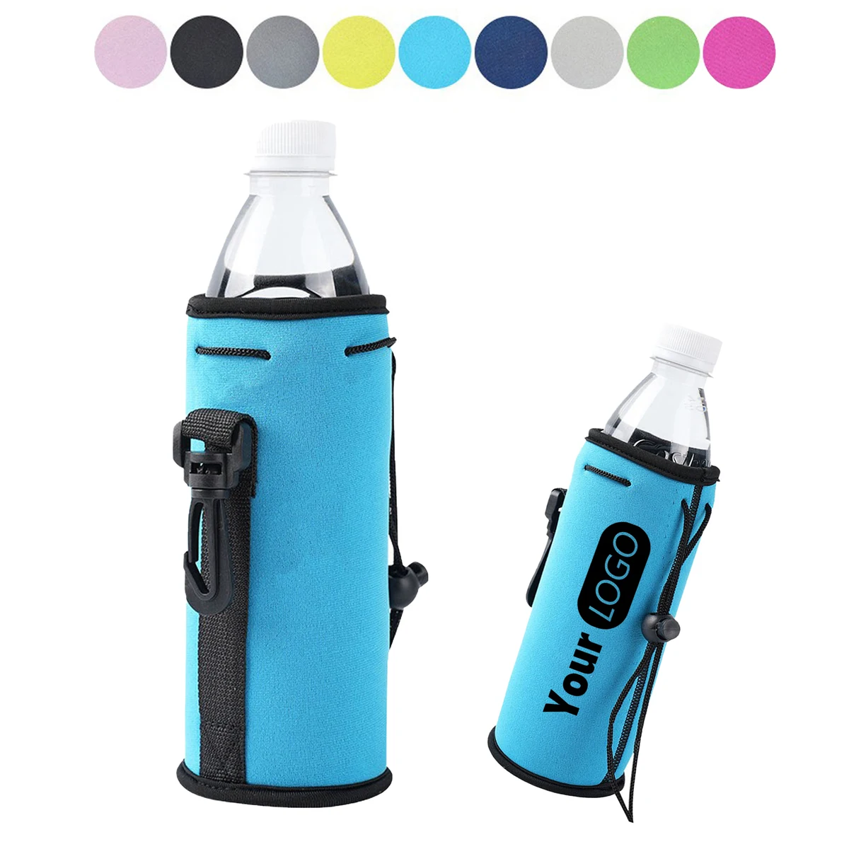 Custom Insulated Bottle Sleeve with Strap, custom koozie with logo imprint 1