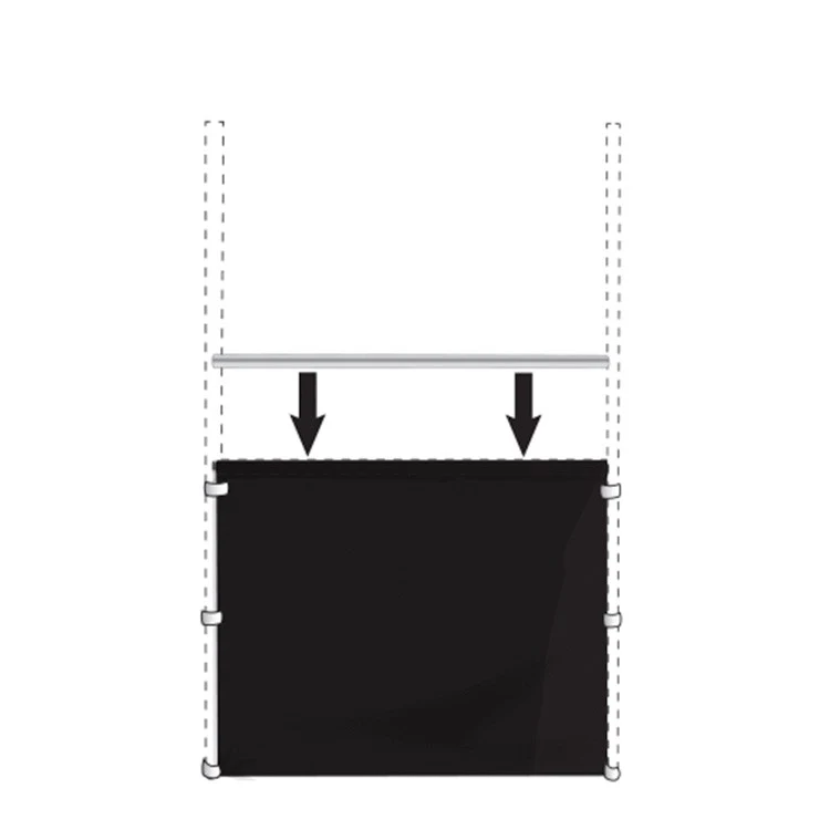 5 foot black rail curtain with hardware 1