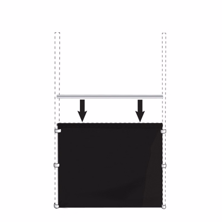 5 foot black rail curtain with hardware