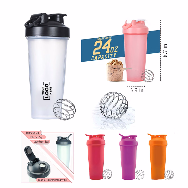 24 Oz Workout Protein Shaker Bottle