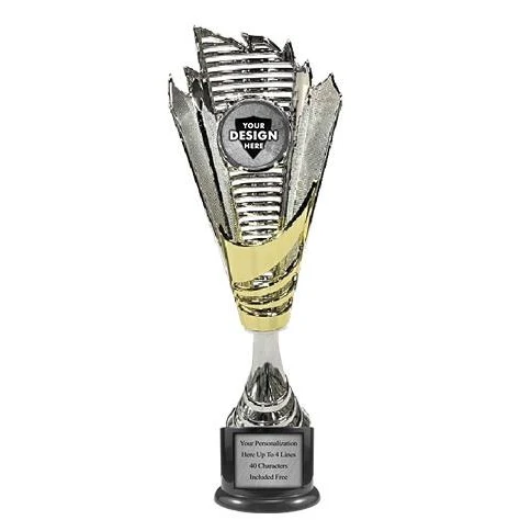 Cup Trophy: 18" Modern Flame Grill style SILVER/GO 1