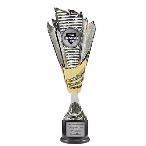 Cup Trophy: 18" Modern Flame Grill style SILVER/GO