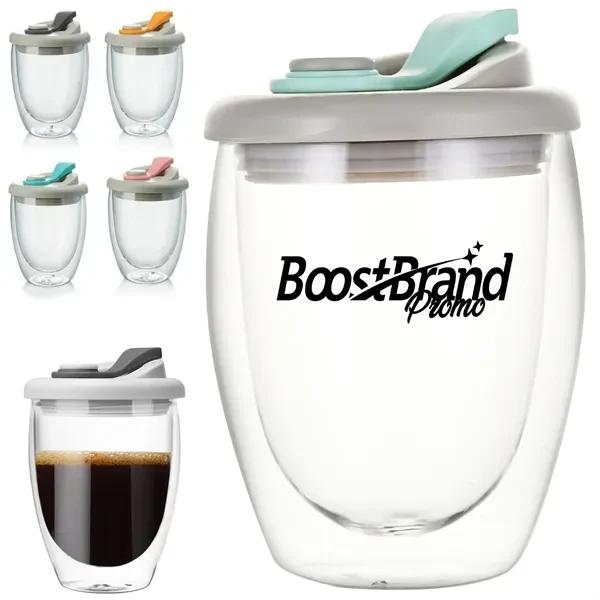 Custom 12 oz Double Wall Insulated Glass Tumbler with Lid — Office & Travel Gift 1