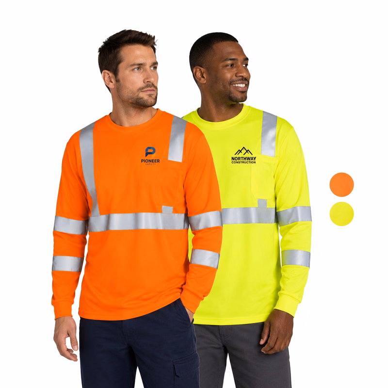 5 oz. Poly-Cotton Class 3 Reflective Tape Safety T-Shirt with Pocket