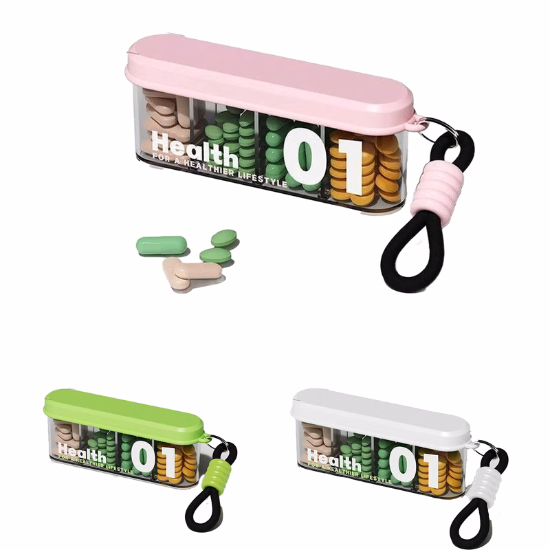 Travel Medications Container Mini Four Compartment Pill Box