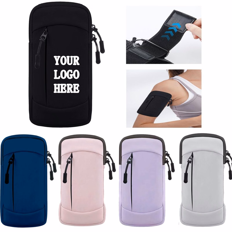 Waterproof PU Sports Armband with Dual Pockets