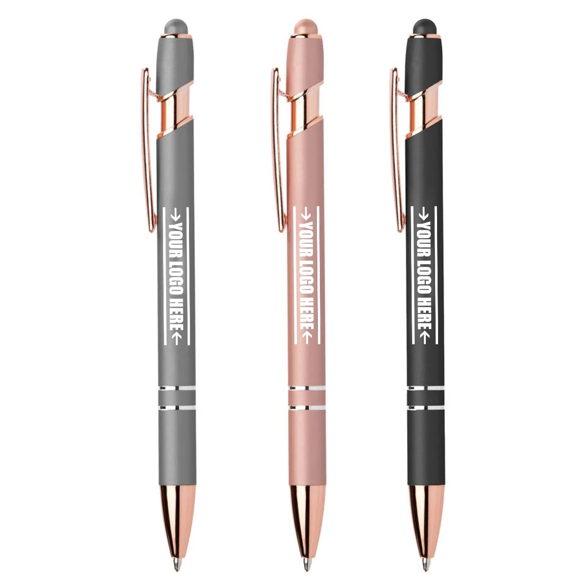 1.0Mm Medium Pointrose Gold Metal Ballpoint Pen With Stylus 1