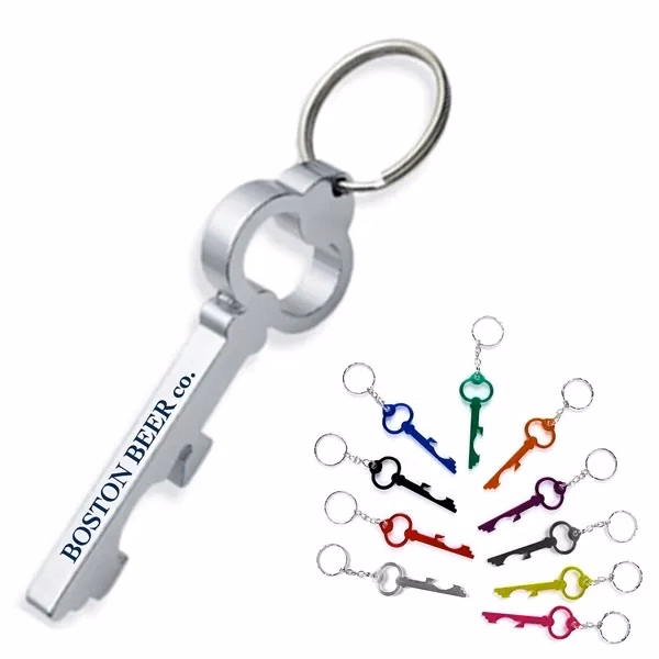Key Shaped Aluminum Bottle Opener w/ Key Chain