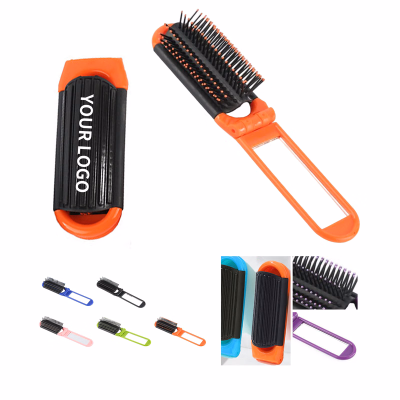 Folding Travel Hair Brush With Built In Mirror 4.3" x 1.5" x 1.2"