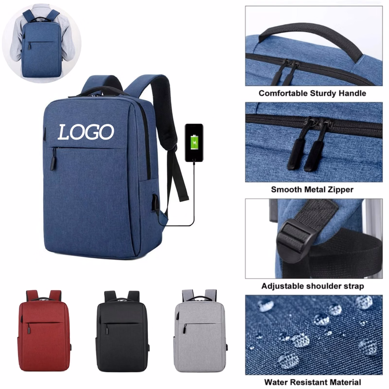 Slim Laptop Backpack with USB Charging