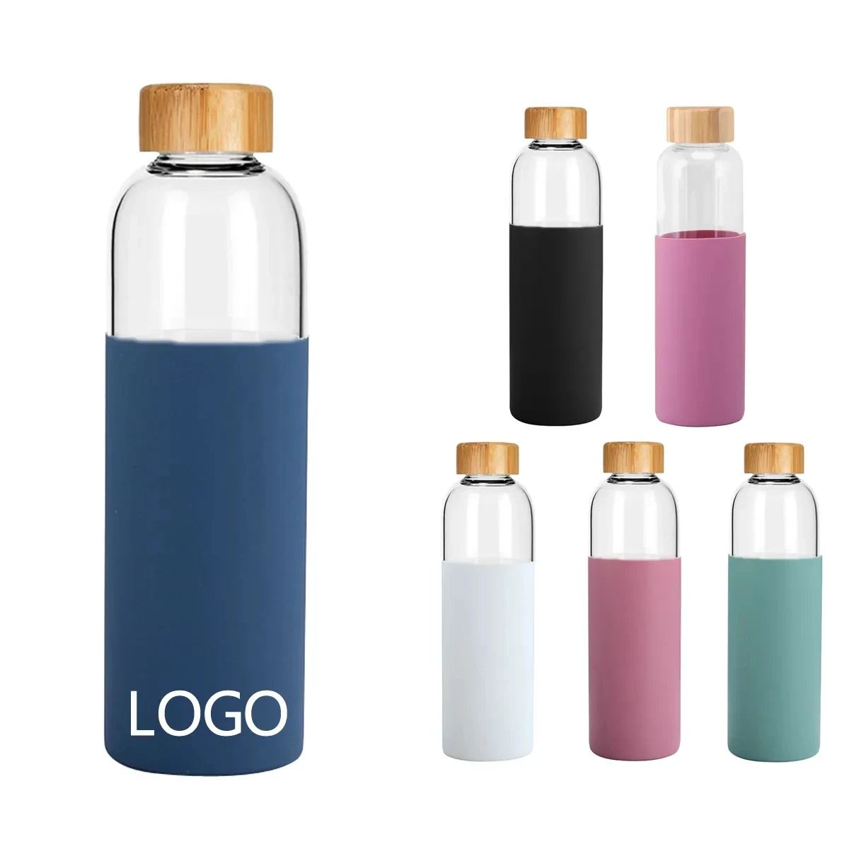 Motivational Glass Water Bottles with Sleeve and Lid 1