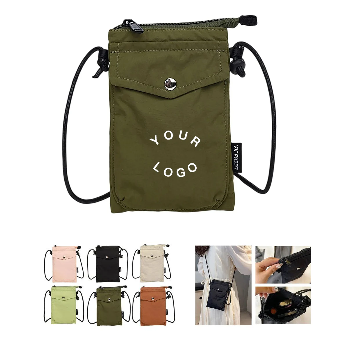 Crossbody Oxford Phone Bag with Zipper 1