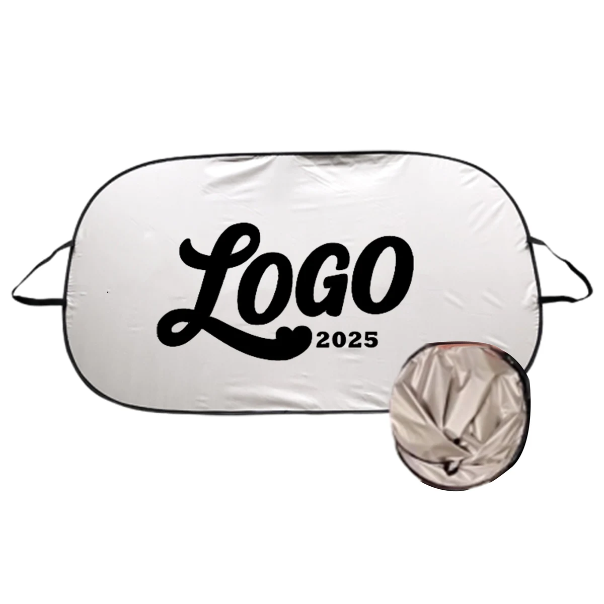 Foldable Silver Car Sunshade With Elastic Strap Design 1