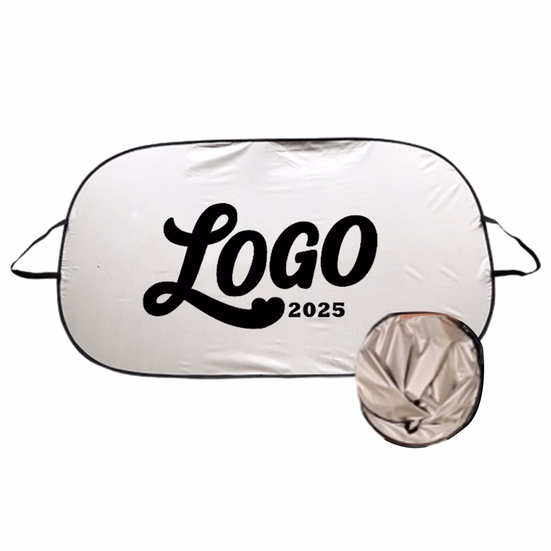 Foldable Silver Car Sunshade With Elastic Strap Design