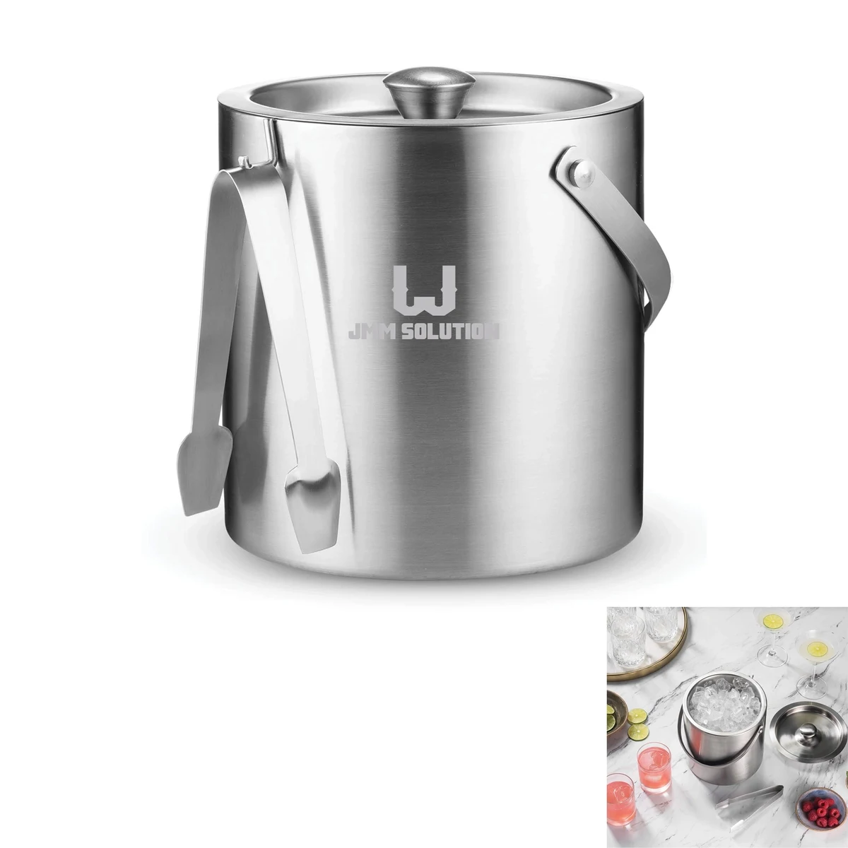 Insulated 3 Liter Ice Bucket With Lid and Tong 1