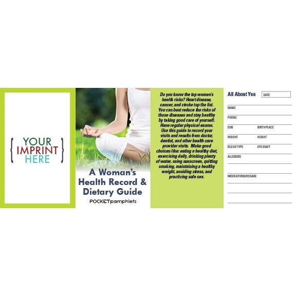 POCKET PAMPHLET - A Woman's Health Record & Dietary Guide Pocket Pamphlet 1