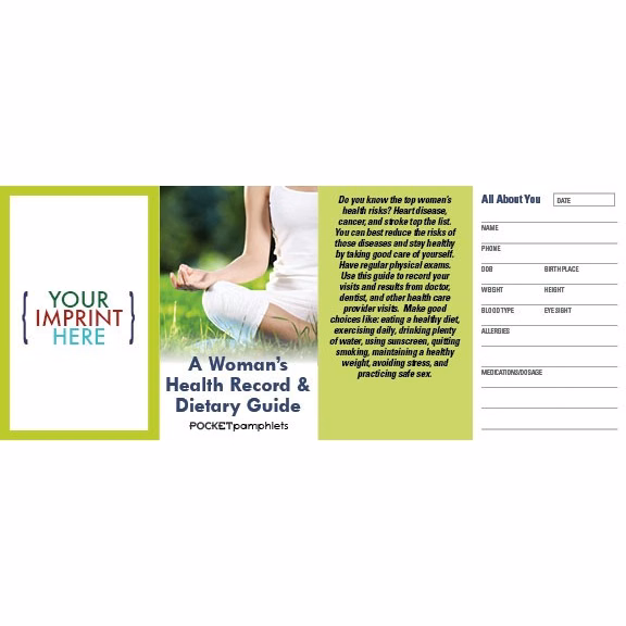 POCKET PAMPHLET - A Woman's Health Record & Dietary Guide Pocket Pamphlet
