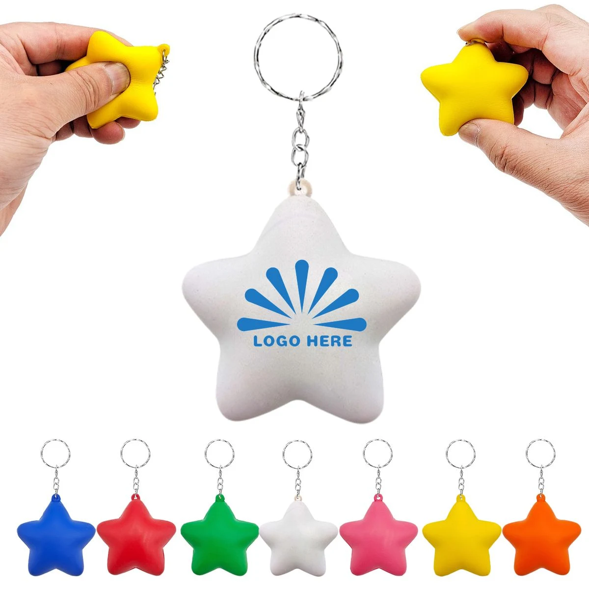 MOQ 50 PU Star Stress Reliever Keychain 1