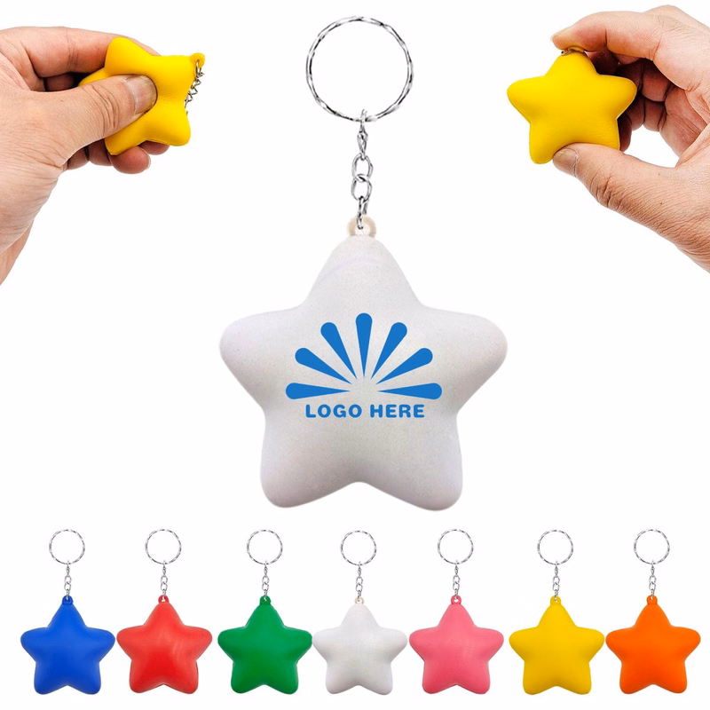 MOQ 50 PU Star Stress Reliever Keychain